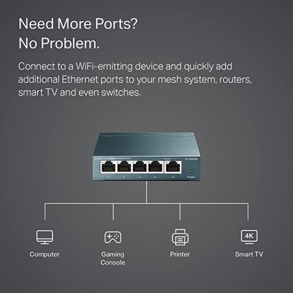 TP-LINK LS1005G Switch 5 Ports Gigabit 10/100/1000 Mbps 3 400 DA Fixe – Image 2