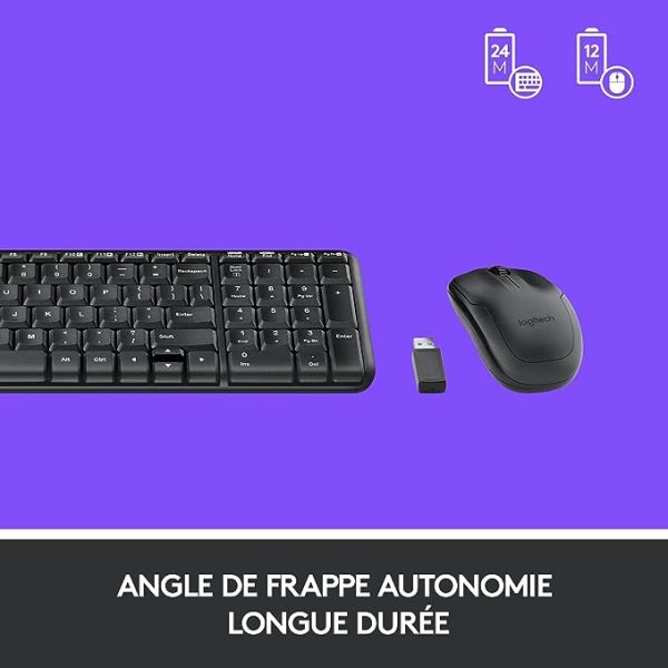 Logitech MK220 Clavier Souris Sans Fil Ensemble USB - NOIR – Image 2
