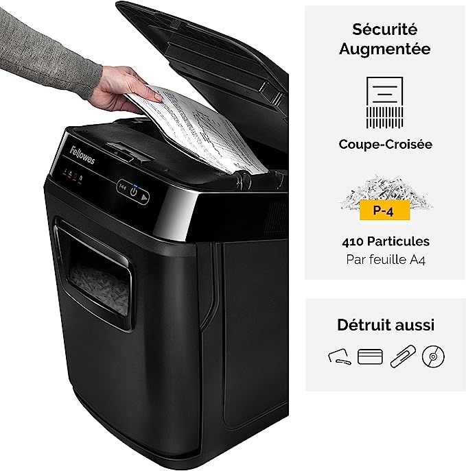 Fellowes Destructeur De Documents AutoMax 150C Coupe Croisée P4 - 32litre – Image 3