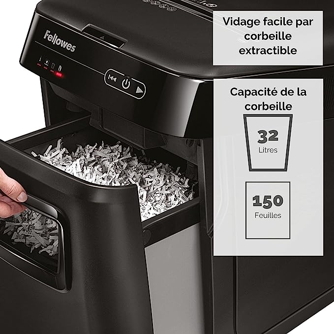 Fellowes Destructeur De Documents AutoMax 150C Coupe Croisée P4 - 32litre – Image 4