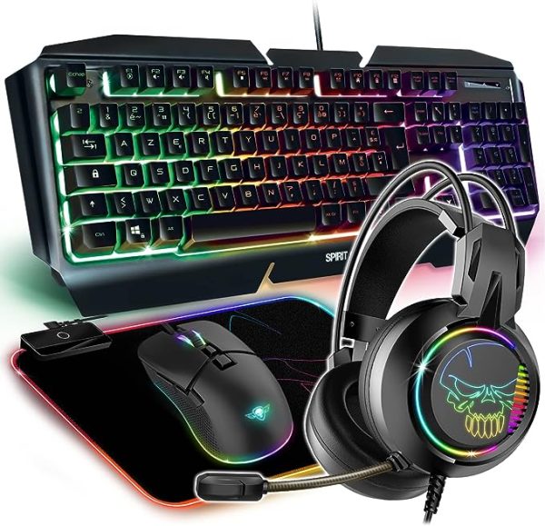SPIRIT OF GAMER - ULTIMATE 500 - Pack 4 En 1 Clavier -Souris - Casque Gaming - Tapis RGB