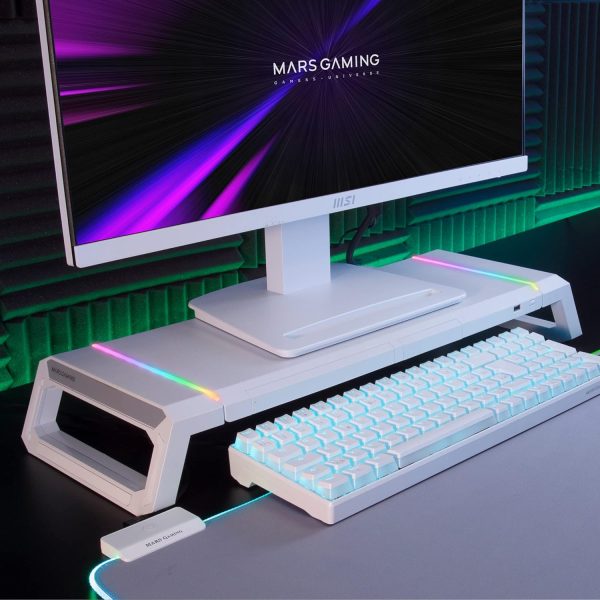 MARS Gaming MGS-One Blanc,Noir Support Moniteur Chroma RGB, Support Smartphone Et Tablette – Image 7