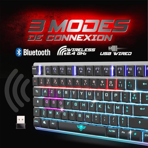 SPIRIT OF GAMER XPERT-K1500 Clavier Gamer Mecanique Sans Fil & Bluetooth RGB – Image 3