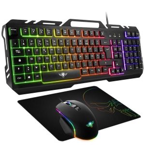 Spirit Of Gamer PRO-MK5 Ensemble Pour Gamer Avec Rétroéclairage RGB - Clavier Filaire Semi-Mécanique