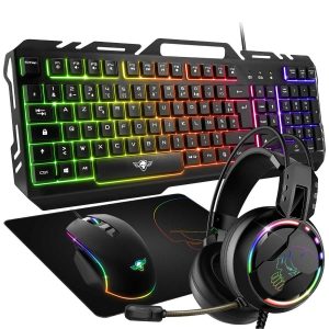 Spirit Of Gamer PRO-MKH5 Ensemble Pour Gamer Avec Rétroéclairage RGB - Clavier Filaire Semi-Mécanique