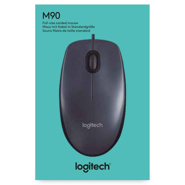 LOGITECH M90 - SOURIS FILAIRE OPTIQUE USB, HAUTE PRÉCISION 1000 DPI, CONFORT AMBIDEXTRE, PLUG & PLAY