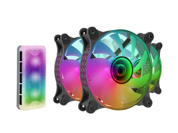 Mars Gaming MF-3DKIT Kit 3 Ventilateurs ARGB 12cm- Miroir Infinity 3D-Système Anti-Vibration – Image 7