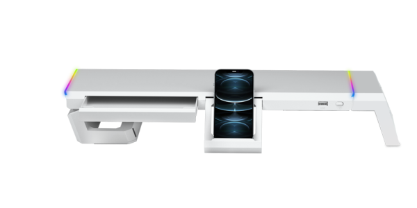MARS Gaming MGS-One Blanc,Noir Support Moniteur Chroma RGB, Support Smartphone Et Tablette – Image 4