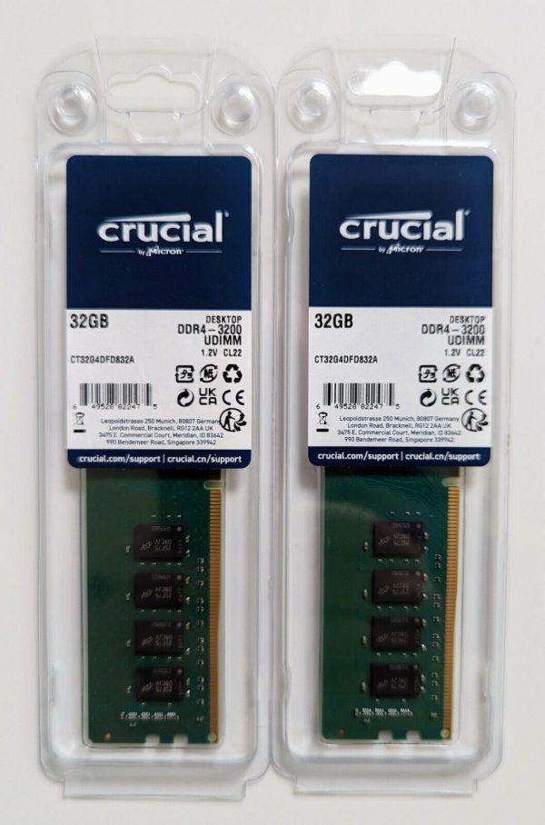 CRUCIAL 32 GB DDR4 RAM - 3200MHz - DESKTOP-UDIMM - 1.2V