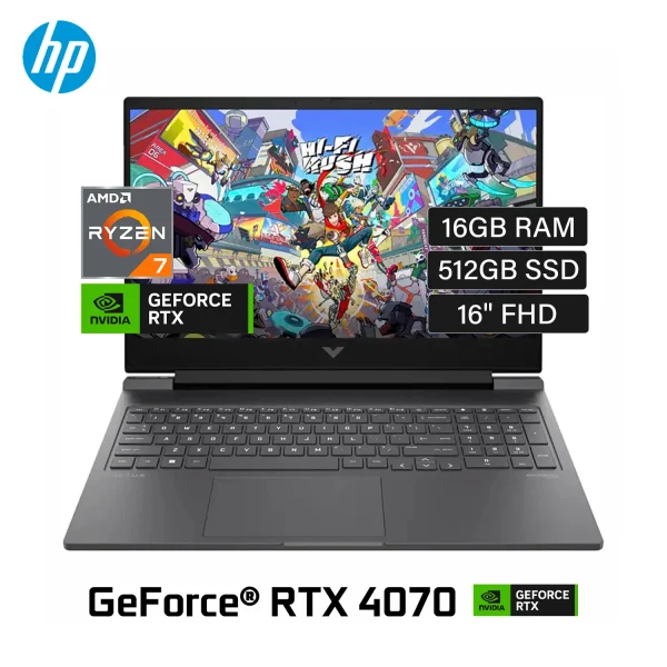 HP VICTUS 16-S1023DX - RYZEN 7 8845HS - 16GB - 512GB SSD - 16" FHD - GEFORCE RTX 4070 8GB - WIN11
