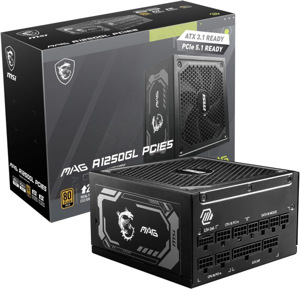 MSI MAG A1250GL PCIES 5 - ALIMENTATION FULL MODULAIRE 1250W - 80 PLUS GOLD - ATX/EPS - NOIR