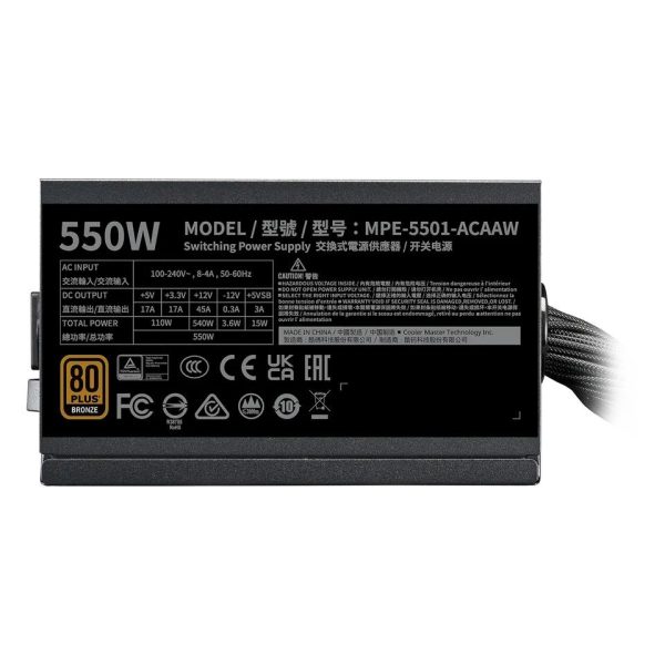 COOLER MASTER MWE BRONZE 550W V3 - ALIMENTATION 80 PLUS BRONZE - 230 V - ATX 3.1 - DC TO DC - NOIR – Image 2