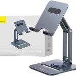 BASEUS DESKTOP BIAXIAL FOLDABLE METAL STAND - POUR TABLETTE - ALLIAGE ALUMINIUM - GRIS SIDÉRAL