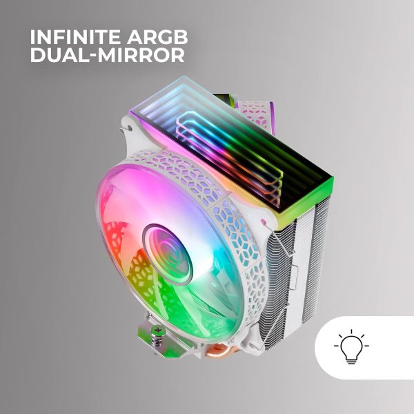 AIR COOLING MARS GAMING MCPU-VR- INFINITY MIRROR ARGB- TDP 180W-120MM ULTRA SILENCIEUX- Noir& Blanc – Image 4