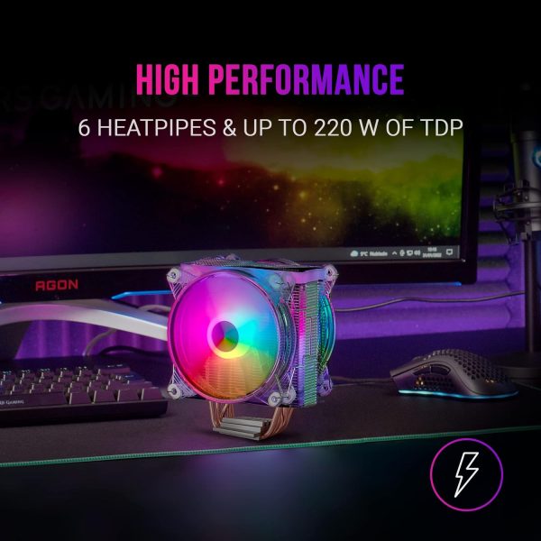 AIR COOLING MARS GAMING MCPU66 ARGB - MULTI SOCKET - 2 VENTILATEURS 120Mm - TDP 220W - TRANSPARENT – Image 2