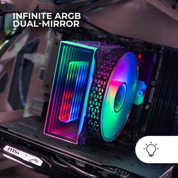 AIR COOLING MARS GAMING MCPU-VR- INFINITY MIRROR ARGB- TDP 180W-120MM ULTRA SILENCIEUX- Noir& Blanc – Image 6