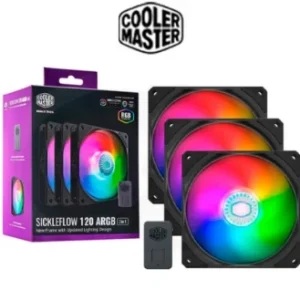 COOLER MASTER SICKLEFLOW 120 ARGB 3 IN 1 - 3 VENTILATEURS DE BOÎTIER 120 mm ARGB - 1800 RPM - BLACK