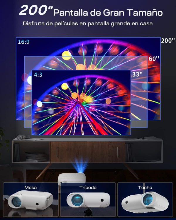 YOTON Y7 - VIDÉOPROJECTEUR - DATASHOW PORTABLE 4K 1080P - 2 000 LUMENS - BLUETOOTH - WIFI - – Image 5