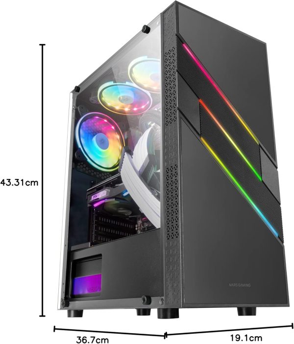 MARS GAMING MC-U3 - BOITIER ATX - VERRE TREMPÉ - ARGB - 1 FAN - USB 3.0 - MICRO & MINI ATX - BLACK – Image 6