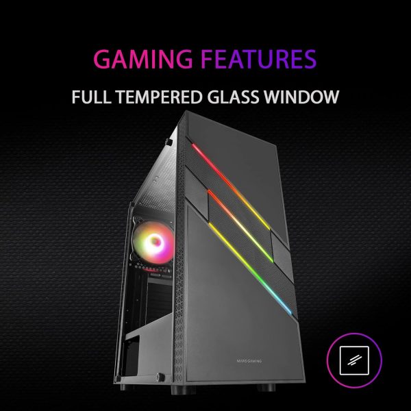 MARS GAMING MC-U3 - BOITIER ATX - VERRE TREMPÉ - ARGB - 1 FAN - USB 3.0 - MICRO & MINI ATX - BLACK – Image 3