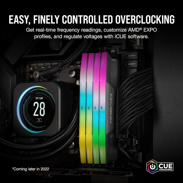 RAM CORSAIR VENGEANCE - 32GB DDR5 6000 MHZ RGB - INTEL & AMD - iCUE - PERFORMANCE FOR AMD - BLACK – Image 3