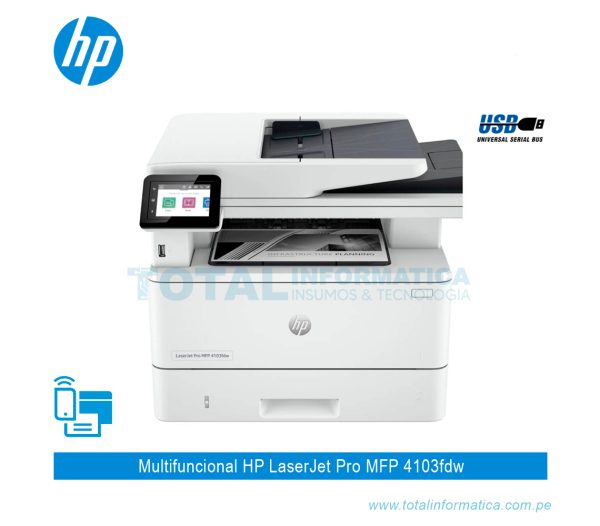 IMPRIMANTE MULTIFONCTION HP LASERJET PRO 4103FDW - 40 PPM - WI-FI - BLUETOOTH - ADF - FAX – Image 3