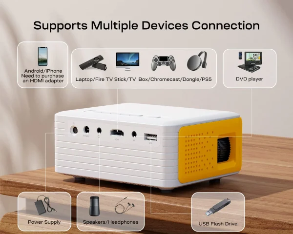 YOTON Y3 - VIDEOPROJECTEUR -DATASHOW PORTABLE FHD 1080P - 6500 LUMENS ANSI - LCD 3.0 - USB - HDMI – Image 2