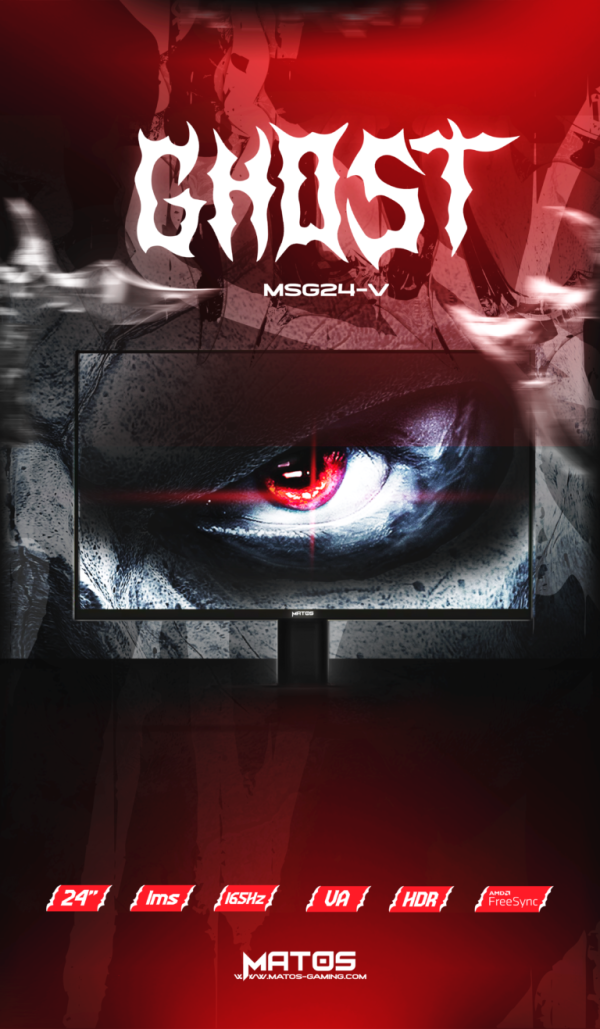 ECRAN MATOS GHOST MSG24-V - 165HZ FHD - DALL VA - 1MS - HDR - AMD FREESYNC - BLACK