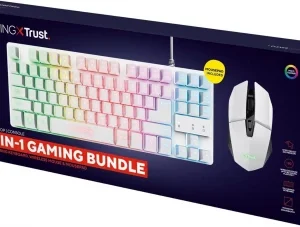 GAMING X TRUST - 3 EN 1 GAMING BUNDLE - CLAVIER QWERTY TKL - SOURIS - TAPIS - MULTIPLATFORM - WHITE