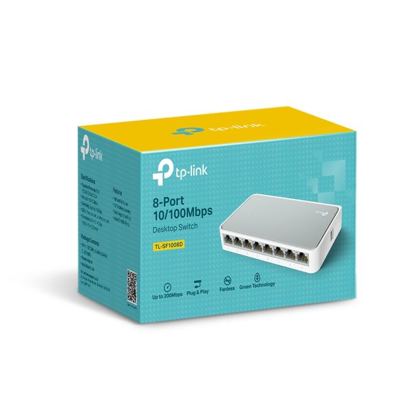 TP-LINK TL-SF1008D - SWITCH DESKTOP 8 PORTS -10/100 MBPS - GREEN ETHERNET -PLUG & PLAY - EEE 802.3x