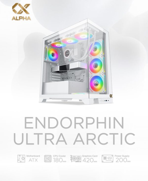 XIGMATEK ENDORPHIN ULTRA ARCTIC - BOITER MOYEN TOUR - 5 FAN 120mm ARGB - USB - TYPE C - WHITE – Image 3