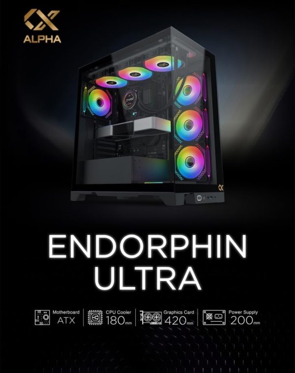 XIGMATEK ENDORPHIN ULTRA - BOITER MOYEN TOUR - 5 FAN 120mm ARGB - USB - TYPE C - BLACK