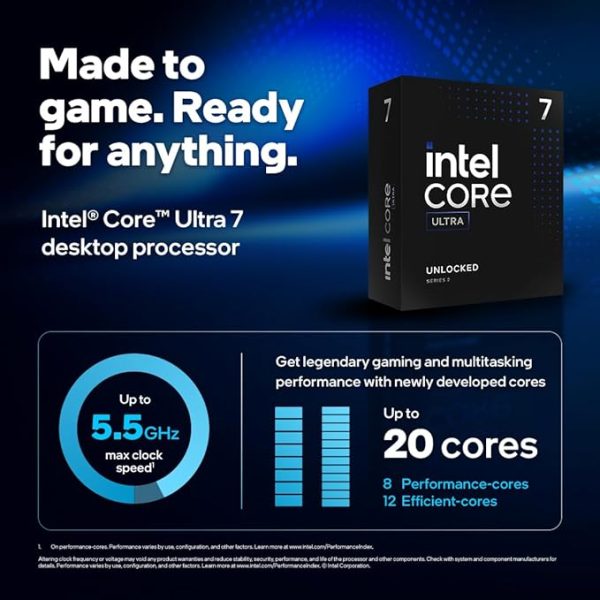 INTEL CORE ULTRA 7 265K - 20 CORE - 20 THREADS - 5.5 GHZ - SOCKET 1851 - CACHE 30 MO - BOX – Image 2