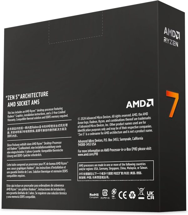AMD RYZEN 7 9700X - 8 CORE - 16 THREADS - 5.5 GHZ - SOCKET AM5 GAME - CACHE 40 MO - TDP 65W - BOX – Image 4