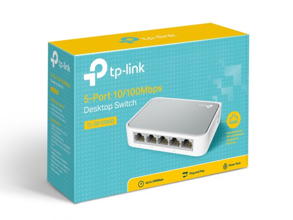 TP-LINK TL-SF1005D - SWITCH DESKTOP 5 PORTS -10/100 MBPS - GREEN ETHERNET -PLUG & PLAY - EEE 802.3x