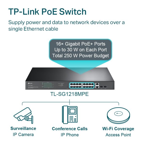 TP-LINK TL-SG1218MPE - SMART SWITCH GIGABIT 18 PORTS AVEC 16 PORTS POE+ 10/100/1000 MBPS -QoS - IGMP – Image 5