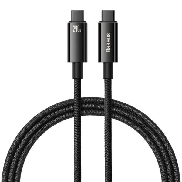 BASEUS TUNGSTEN GOLD - FAST CHARGING DATA CABLE 3M - TYPE-C TO TYPE-C - 240W - ALLIAGE - E-marker – Image 2