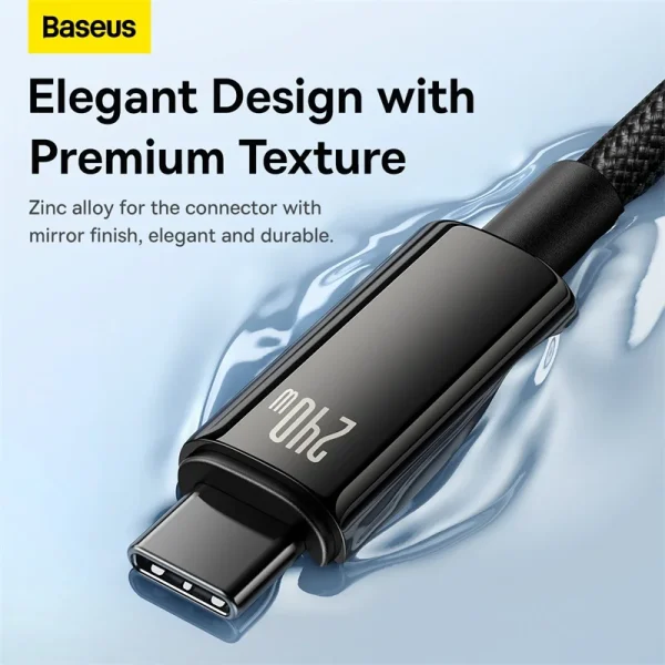 BASEUS TUNGSTEN GOLD - FAST CHARGING DATA CABLE 3M - TYPE-C TO TYPE-C - 240W - ALLIAGE - E-marker – Image 3
