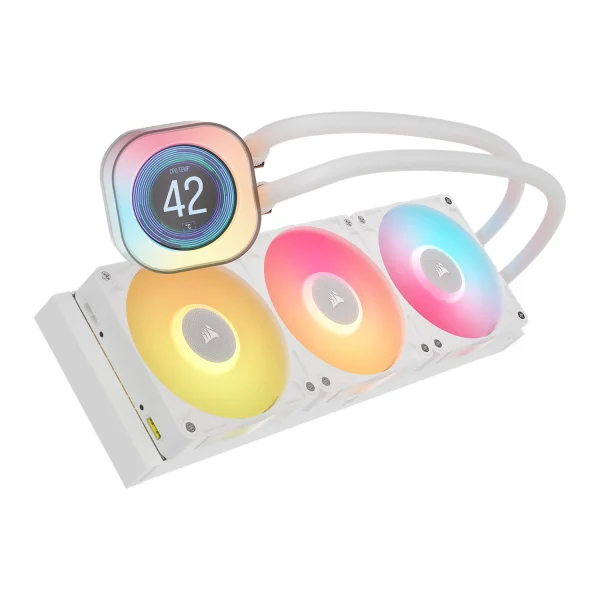 CORSAIR TITAN 360 RX LCD RGB - 360MM AIO - CUSTOM LCD - QX120 FANS - ICUE READY - ALUMINIUM - WHITE – Image 5