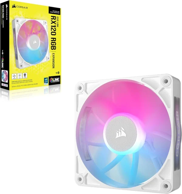 CORSAIR RX120 RGB EXPANSION - VENTILATEUR 120 MM - 8LED ARGB - ICUE LINK - 2 000 RPM - 12V - WHITE