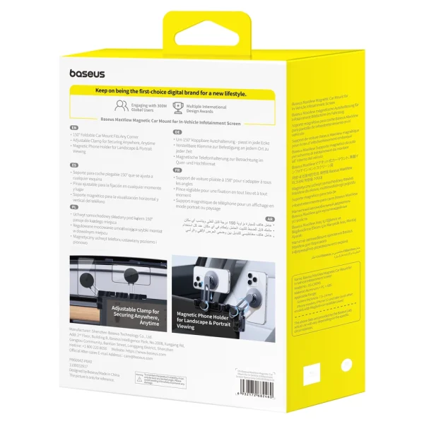 BASEUS MAXVIEW - SUPPORT MAGNÉTIQUE DE TÉLÉPHONE & TABLETTE - ALUMINIUM - ROTATIVE À 150 -RÉGLABLES – Image 2