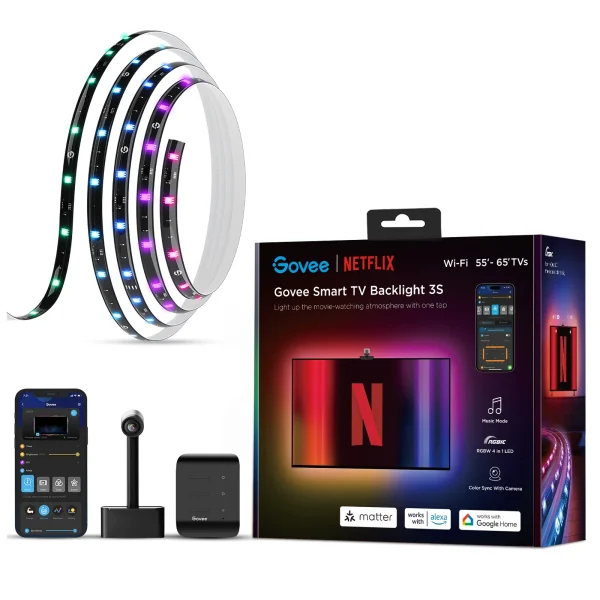 GOVEE SMART TV BACKLIGHT 3S H6098BD1 - WIFI - 55-65" - NETFLIX - GOOGLE ALEXA -RGBW - MUSIC -CAMERA – Image 2