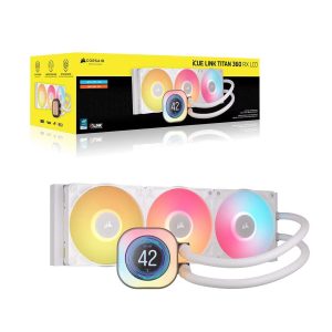 CORSAIR TITAN 360 RX LCD RGB - 360MM AIO - CUSTOM LCD - QX120 FANS - ICUE READY - ALUMINIUM - WHITE