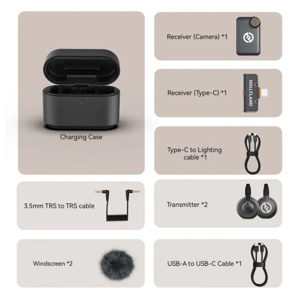 HOLLYLAND LARK M2S COMBO - MICROPHONE SANS FIL - ULTRA-C - 2TX + 1RX + RX CAMERA - 2,4 GHZ - BLACK – Image 4
