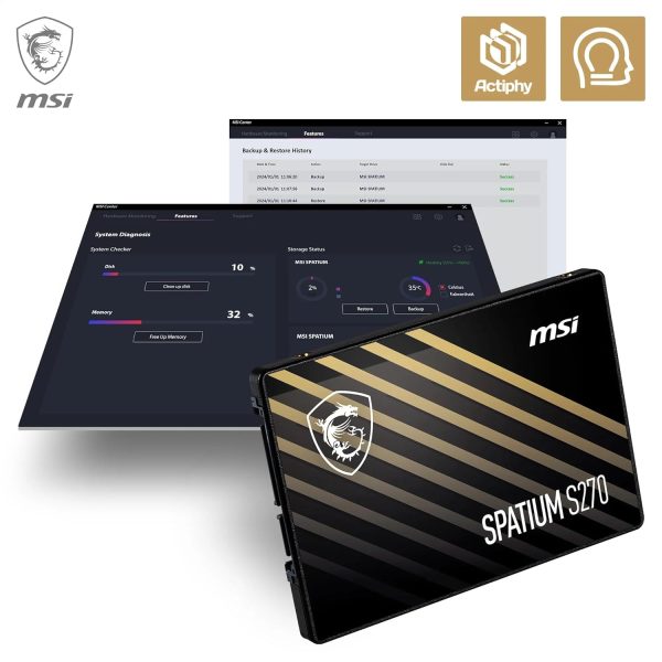 MSI SPATIUM S270 960GB - SSD SATA III 2.5" - 500 MB/S - 3D NAND - 500 TBW - PORTABLE - BLACK – Image 6