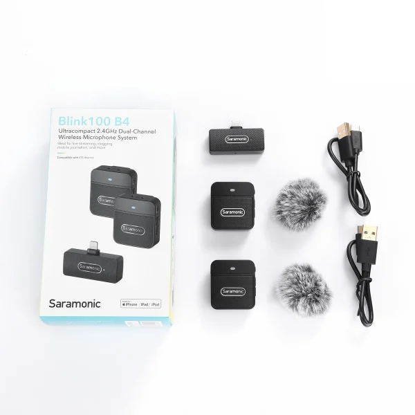 SARAMONIC BLINK100 B4 - MICROPHONE SANS FIL - DUAL CHANEL - 2TX + 1RXDI - POUR IPHONE & IPAD -2.4GHZ – Image 2