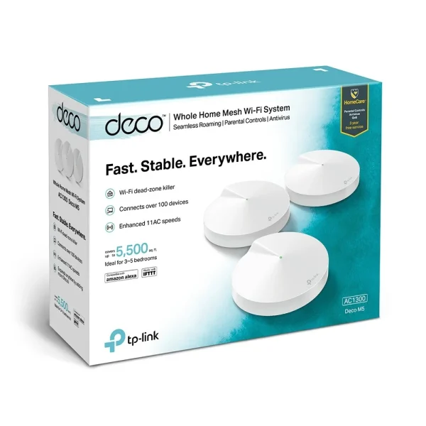 TP-LINK DECO M5 AC1300 3 PACK - WIFI 5 - ROUTEURS SANS FIL - DUAL-BAND - MESH - 5 GHZ - 400M - WHITE – Image 2