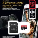 SANDISK EXTREME PRO 512GB - CARTE MÉMOIRE MSDXC UHS-I - JUSQU'À 200 MO/S - UHD 4K - AVEC ADAPTER