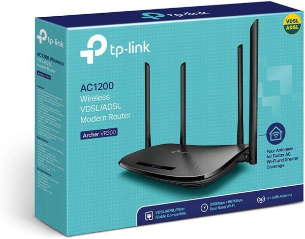 TP-LINK Archer VR300 Modem Routeur sans Fil AC1200 VDSL- ADSL - 300 Mbps at 2.4 GHz