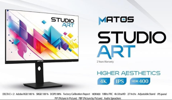ECRAN MATOS STUDIO ART SA01 - 27 INCH 4K IPS 1MS - HDR 400 163 PPI - DCI-P3 - USB Type-C 65 W - NOIR – Image 5